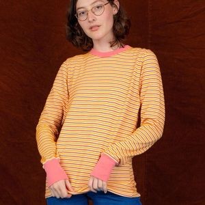 Big Bud Press Thermal Long Sleeve Honeycomb Tee, Pink and Yellow, Unisex Small